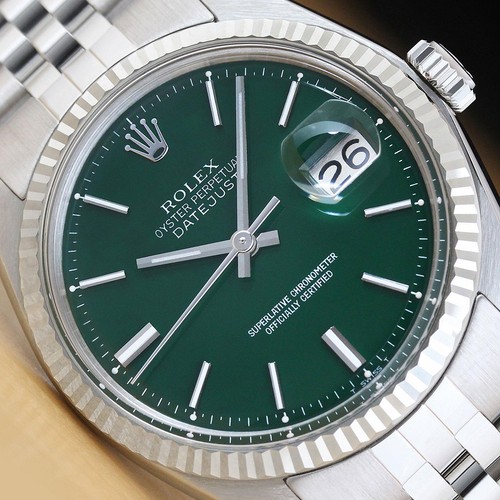 Rolex mens datejust 1601 green - rolex,
