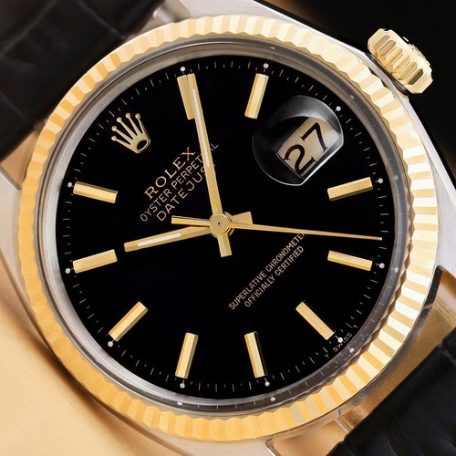 Rolex mens datejust 1601 black - mens,