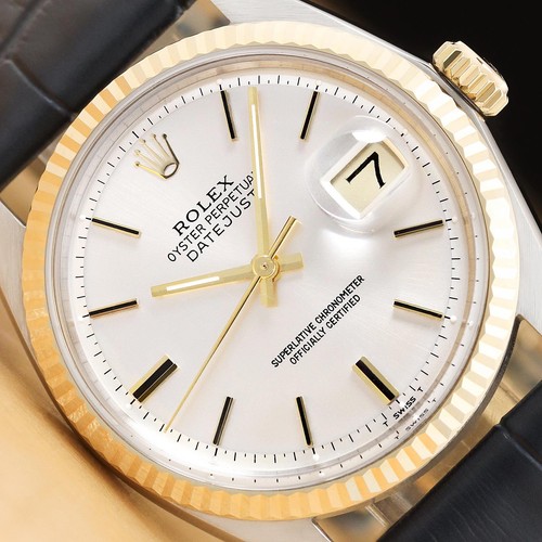 Rolex datejust 1601 silver 14k - rolex,